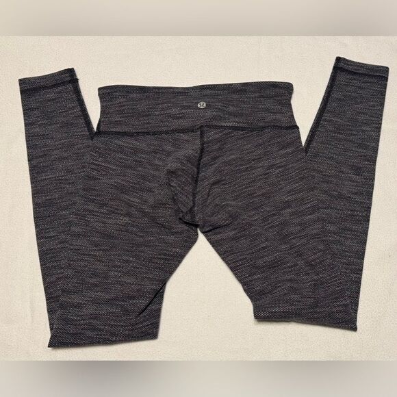 Lululemon Wunder Under 7/8 Pants Leggings Herringbone Heather Gray Black size 4 - Picture 2 of 8